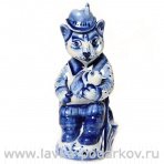 Штоф "Кот и рыба" Гжель 
